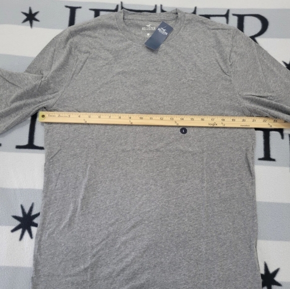 Hollister T-Shirt Men's Long Sleeve Crew Neck Tee Icon Gray Large NEW - Picture 5 of 5